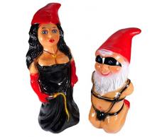 Zwergenpaar Sklave 25 cm und Domina 31 cm Zwerg bruchfest Garten PVC Deko GRS 1014/16