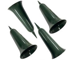 HAC24 4er Set Grabvase Kunststoff Grabschmuck Friedhofsvase mit Erdspieß Friedhof Blumenvase Grabdekoration Grab Vase Grabsteckvase