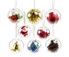 GWHOLE 15 Stück Acrylkugeln Weihnachtskugeln Kunststoff Transparent Teilbar Ø 4, 5, 6cm Weihnachtsdeko Christbaumschmuck