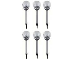 6x Edelstahl LED Solar Gartenleuchte Kugel mit Crackle-Licht Solarlampe Solarleuchte Deko Garten Leuchte Farbwechsel Lampe
