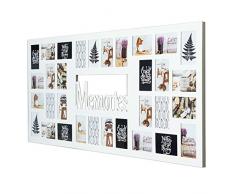 levandeo XXL Bilderrahmen B x H: 139x60cm Holz Weiß Memories 32 Fotos 10x15 Fotorahmen