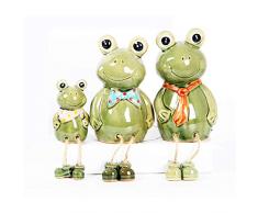 Wohlstand Dekofigur Gartenfigur Frosch Froschkönig 15 cm/21cm groß aus Keramik grün, witzige Figur Märchenfrosch als Garten Deko in Stein Optik