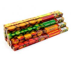 Räucherstäbchen Set Früchte, Obst Bundle mit 7 verschiedenen Sorten, indische Räucherstäbchen, 14 Packungen à 8 Stäbchen, Brenndauer ca. 30min, frische und fruchtige Düfte, Probierset, Geschenkset