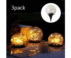 AMBM Solarleuchte Gartenleuchte LED Glaskugel,Solar Globe Licht Stakes, LED-Gartenbeleuchtung für Außen, Garten, Balkon, Terrasse, Rasen, Wege