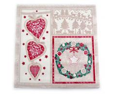12 Stück Servietten (0,42€/Stück) Taupe Herzen Kranz Weihnachten Advent stoffähnlich 40 x 40 cm Airlaid Weihnachtsservietten Creme Rot Dunkelgrün festlich top Qualität Herzen und Kranz (Muster 1)