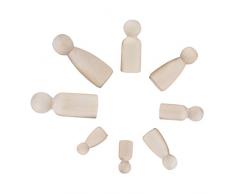 Sharplace 12er Set Männchen Weiblichen Familie Holzfiguren Spielfiguren Puppen Krippenfiguren zum Bemalen Basteln