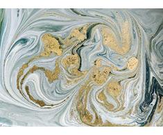 Queence | Acrylglasbild mit Blattgold | Wandbild Glasbild Acrylbild Rahmenlos | Abstrakte Kunst | Druck auf Acrylglas | Goldveredelung | Größe: 60x40 cm