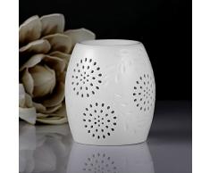 ecooe Aromalampe Teelichthalter Duftlampe aus Keramik weiß mit der Candle Löffel Aroma Diffuser