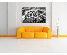 Monocrome, Leuchtender Tempel in China 3-Teiler Leinwandbild 120x80 Bild auf Leinwand, XXL riesige Bilder fertig gerahmt mit Keilrahmen, Kunstdruck auf Wandbild mit Rahmen, gänstiger als Gemälde oder Ölbild, kein Poster oder Plakat