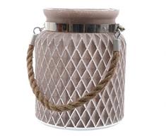 Kaemingk Glaswindlicht mit Griff 17 x 20cm Taupe