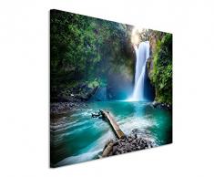 Paul Sinus Art Kunstfoto auf Leinwand 60x40cm Landschaftsfotografie – Wasserfall im Regenwald auf Leinwand Exklusives Wandbild Moderne Fotografie für ihre Wand in vielen Größen