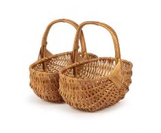 TYSK Design Kinderkorb klassisch 2er-Set (Größe und Form wählbar) Blumenkorb, Streukörbchen für Blumenkinder/Blumenmädchen, Osterkorb, Kinder-Einkaufskorb, Korb geflochten aus Weide