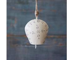 Paper High Fair Trade Kuhglocke mit weißer Farbe und einem hübschen silberfarbenen Muster bemalt