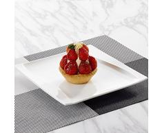 MALACASA, Serie Carina, 12 teilig Set Cremeweiß Porzellan Kuchenteller Dessertteller Frühstücksteller 8,25 Zoll / 20,5x20,5x2cm für 12 Personen
