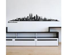 Wandkings Skyline Wandaufkleber Wandtattoo - 125 x 30 cm in schwarz - Deine Stadt wählbar - Barcelona