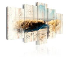 murando - Bilder 100x50 cm - Vlies Leinwandbild - 5 Teilig - Kunstdruck - Modern - Wandbilder XXL - Wanddekoration - Design - Wand Bild - Holz Strand Landschaft Natur Meer c-C-0029-b-o