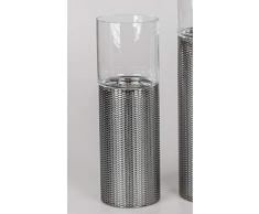 formano Windlicht Säule Zylinder Pamela H. 40cm Silber Metallic Glas