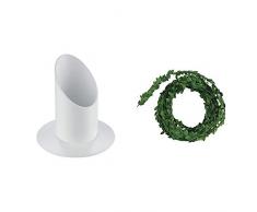 Rayher Kerzenhalter, aus Metall, ideal für Stabkerzen, Stumpenkerzen, Tafelkerzen Taufkerzen und Kommunionkerzen - Kerzenständer, Kerzenleuchter, ø 40 mm, weiß matt & 5107300 Buchs-Girlande, Rolle 5m