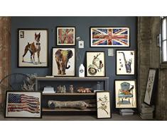 Trendige KunstLoft® 3D-Collage I am Jack 121x61cm | Handgefertigtes Vintage Bild Wanddeko Papier | Flagge GB Rot Blau 3D Optik Deko | Design Wandbild moderne Kunst Retro mit schwarzem Bilderrahmen