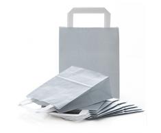 10 kleine hell-graue Papiertüte Papiertasche Geschenktüte 18 x 8 x 22 cm Geschenkbeutel Verpackung Geschenk Mitgebsel give-away Geschenksäckchen silber einfarbig