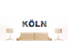 Wandtattoo farbige Wandschrift Städtename Köln mit Sehenswürdigkeiten 80 x 24 cm Länge