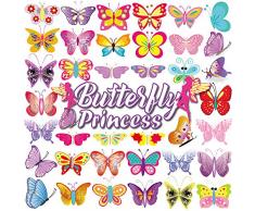 Qpout Schmetterling Temporäre Tattoos für Kinder (80 Stück), Kindertattoos Schmetterling Prinzessin Mädchen Tätowierungen Aufkleber Dekoration für Kinder Geburtstagsparty Geschenktüten Mitgebsel