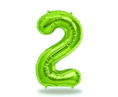FUNXGO® Folienballon Zahl in Grün - XXL / ca.100cm Riesenzahl Ballons - Folienballons für Luft oder Helium als Geburtstag, Hochzeit , Jubiläum oder Abschluss , Party Dekoration (Grün[2])