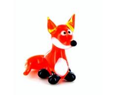 Unbekannt Fuchs Mini Rot Glas - Glasfigur Roter Fuchs Miniatur Figur - Glastier Red Fox - Deko