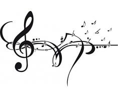 GRAZDesign Wanddeko Jugendzimmer Violinschlüssel - Wandaufkleber Wohnzimmer Flur Noten Zeile Ornament - Wandtattoo schönes Motiv für Musik Raum / 89x57cm / 070 schwarz