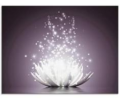 Artland Glasbilder Wandbild Glas Bild einteilig 60x45 cm Querformat Asien Botanik Blumen Blüten Lotusblume Seerose Abstrakt Lila Violett S6CA