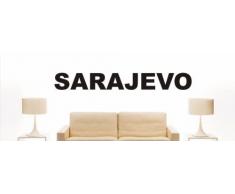 INDIGOS UG - WANDTATTOO - Wandsticker - Wandaufkleber - Aufkleber - W1024 Mehrfarbige Wandschrift mit Sehenswürdigkeiten und Stadtnamen Stadt Sarajevo 120x15