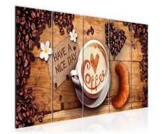Bilder Küche Kaffee Wandbild 150 x 60 cm Vlies - Leinwand Bild XXL Format Wandbilder Wohnzimmer Wohnung Deko Kunstdrucke Braun 5 Teilig - MADE IN GERMANY - Fertig zum Aufhängen 501256a