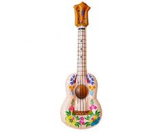 NET TOYS Hawaii Ukelele Luftgitarre Aufblasbare Hula Gitarre bunt 70er Jahre Gummigitarre Strand Aufblasgitarre Party Luft Gitarre Inflatable Beach Guitar