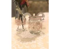 2 teiliges Set Rosa Hochzeit Vintage Vase Windlicht Teelicht Spitze