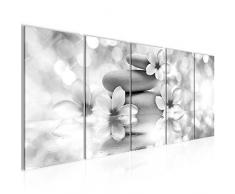 Bilder Blumen Feng Shui Wandbild 200 x 80 cm Vlies - Leinwand Bild XXL Format Wandbilder Wohnzimmer Wohnung Deko Kunstdrucke Grau 5 Teilig - MADE IN GERMANY - Fertig zum Aufhängen 210855c