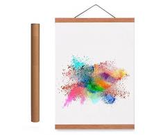 Benjia Magnetisch Posterschiene, Magnet Magnetische A0 Posterrahmen Holz Posterleiste Posterhänger für drucken Kunstwerk (84cm, Teakholz)