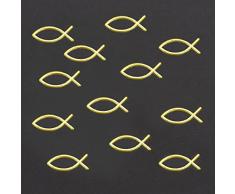 Oblique-Unique® 25 x Fische in Gold für Kommunion Taufe als Deko Streuteile Tischdeko Streudeko
