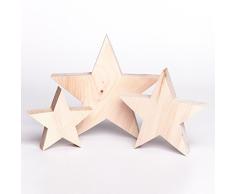 Woods 3er Set Holzstern Zirbe - Dekoration aus Holz handgefertigt in Bayern I Holzsterne zum hinstellen - gemütliche Advent & Weihnachtsdeko für Fenster & Co I 3er Set Holzstern groß 12 16 u. 21cm