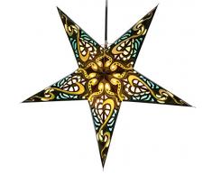 Guru-Shop Faltbarer Advents Leucht Papierstern, Weihnachtsstern Galadriel - Grün, 60x60x20 cm, Star Fensterdeko, 5 Spitzen