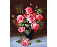 FDJSIAO Malen nach Zahlen DIY Ölgemälde Erwachsene anfänger Dekoration Blumenfarbe Pflanzenvase Kunst 16 x 20 Zoll