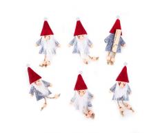 Logbuch-Verlag 6 kleine Wichtel Figuren Zierklammern Dekoklammern Nikolaus Weihnachtsdeko Verpackung Weihnachtsklammern Deko Weihnachten