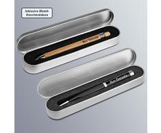 PrintPlanet® - Kugelschreiber mit eigenem Text oder Namen gravieren lassen - Metall-Kugelschreiber von Ritter inkl. Metall-Geschenkdose