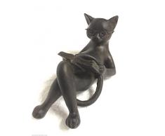 dekowonderland Dekofigur Figur Katze Kater Brille Buch Leseratte Geschenk Dekoration 14x7,5 cm