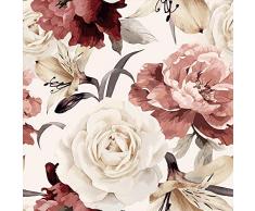 murando Tapete selbstklebend 10m Wandtattoo dekorative Möbelfolie Dekorfolie Fotofolie Panel Wandaufkleber Wandposter Wandsticker - Blumen Rosen Pfingstrosen b-C-0245-j-a