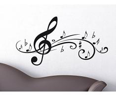 Graz Design 600027_40_070 Wandtattoo Fliegende Musik-Noten Wanddekoration für Jugendzimmer Wand Deko Ideen (GröÃe=75x40cm//Farbe=Schwarz)