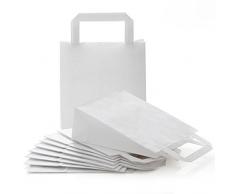 Logbuch-Verlag 25 kleine WEISSE Papiertragetasche Papiertüten Henkel 18 x 8 x 22 cm Geschenktüte Papierbeutel Verpackung Malen basteln Kinder