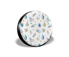 Reifenabdeckung Reifenabdeckung Radkappen, geometrische Kristallfiguren mit Dreiecken Kreise Maßlinien Druck, für SUV Truck 15inch