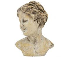 matches21 Frauenbüste Keramik Figur Antik-Look Büste Dekoration braun Vintage gekalkt Keramikfigur Frau 1 STK - 16x22,5 cm