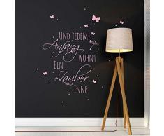 Wandtattoo Wandbild Wandaufkleber Wandsticker Aufkleber Sticker Zitat Spruch Jeder Anfang Zauber mit Pusteblume und Schmetterlinge M1967 ausgewählte Farbe: *dunkelgrau* ausgewählte Größe: *M - 44cm breit x 50cm hoch*