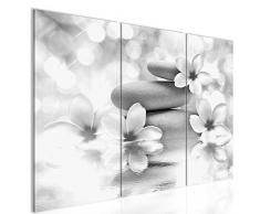 Bilder Blumen Feng Shui Wandbild 120 x 80 cm Vlies - Leinwand Bild XXL Format Wandbilder Wohnzimmer Wohnung Deko Kunstdrucke Grau 3 Teilig -100% MADE IN GERMANY - Fertig zum Aufhängen 210831c
